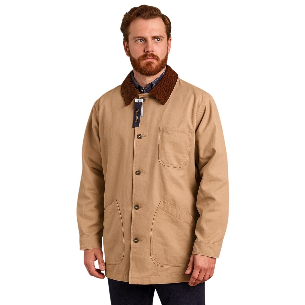 Polo Ralph Lauren Men's Xl Tan Cotton Barn Coat Corduroy Collar Chore Jacket Nwt